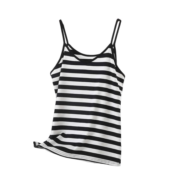 Dlentnea Womens Stripe Cami Top Spaghetti Strap Sleeveless Summer Casual Comfortable Camisole Lounge Tops M-5XL