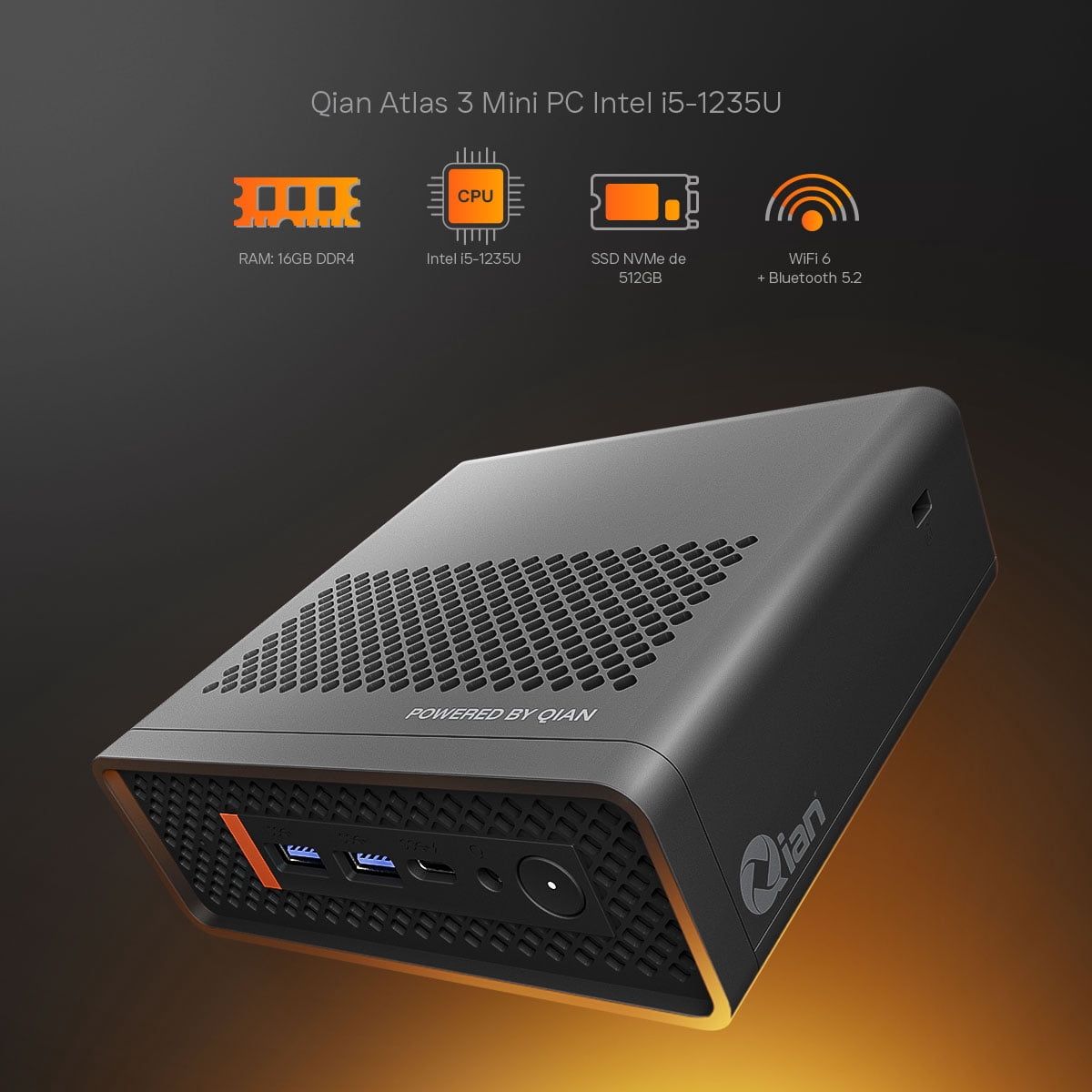 QII Mini PC Desktop – Core i5‑1235U, 16GB DDR4, 512GB NVMe SSD, Wi‑Fi 6, Windows 11 Pro – Compact Business PC QII‑12A15