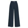 thumbnail image 3 of cocolona Womens Casual High Waist Pleated Dress Pants Elastic Waist Straight Wide Leg Commute Work Pants with Pockets, 3 of 5
