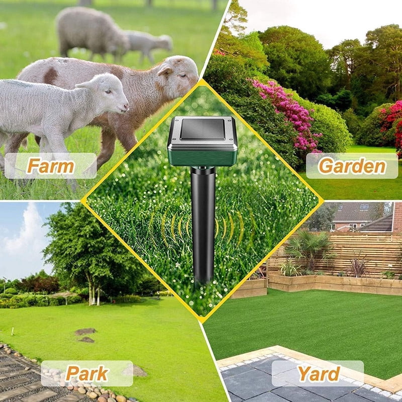 8 Pack Solar Powered Mole Repellent, Ultrasonic Outdoor Pest Repeller for Lawns & Gardens - Waterproof, Chipmunk, Vole, Gopher, Groundhog, Snake Deterrent
