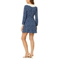 thumbnail image 3 of Allegra K Women's Contrast Peter Pan Collar Floral Long Sleeve Above Knee Dress, 3 of 6