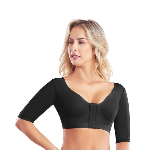 Shape Concept Women's Post Surgical Surgery Bra Posture Corrector with Sleeves Brasier Post Operatorio SCB002 (Black, X-Large)