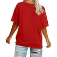 thumbnail image 5 of Royisotas Plus Size Tops for Women Summer Short Sleeve T Shirts Casual Round Neck Classic Solid Color Loose Comfy Shirts Blouse Red XL, 5 of 6