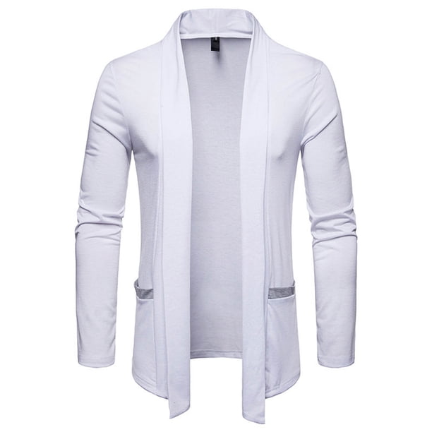 Cárdigan liso con bolsillo para hombre, suéter informal de poliéster, chaqueta ajustada Pompotops oipoqjl21547