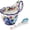 Glazed Blue Floral, variant on Ceramic Soup Mug with Spoon, 18 oz Floral Bowl with Handle, Microwave & Dishwasher Safe, Coffee Tea Cereal Dessert(Green Jasmine)