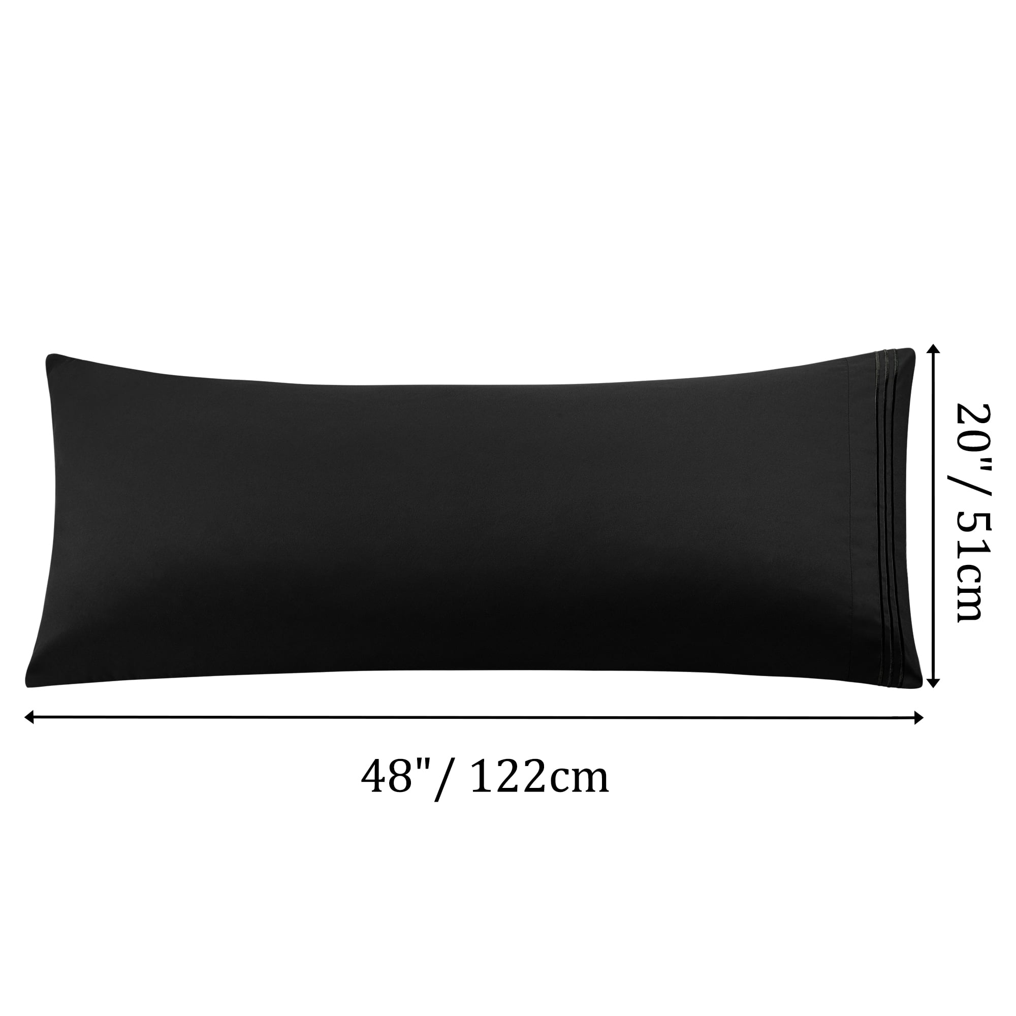 Unique Bargains Polyester Body Pillowcase with Envelop Closure Black 20"x48"