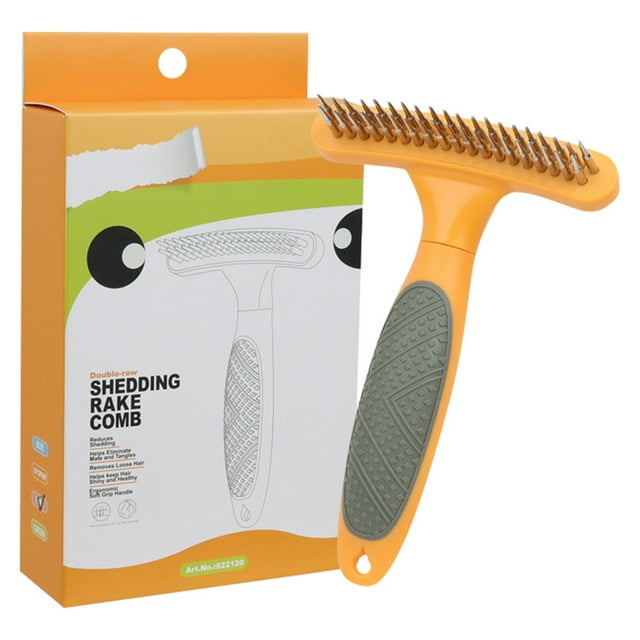 Hearth & Gear Dog Undercoat Rake Undercoat Dog Deshedding Brush Dog Grooming Brushes For Sensitive Skin | Pet Rake Brush For Shedding & Grooming Short Long Haired Double Line With Swivel Car Trunk