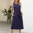 thumbnail image 4 of Birdeem Fashion Women Summer Solid Sleeveless Round Neck Backless Casual Dress, 4 of 6