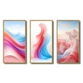 thumbnail image 2 of Designart "Light Pink Blue Waves Abstracted" Abstract Shapes Framed Wall Art Set Of 3 - Blue Transitional Frame Gallery Set For Office Decor, 2 of 6