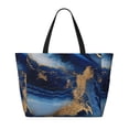 thumbnail image 2 of Balery Navy Blue Marble Beach Travel Bag - Water-Resistant, Large Capacity Lightweight Tote with 7 Pockets for Women and Men - Perfect for Beach, Pool, Gym, and Travel, 2 of 7
