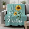 thumbnail image 2 of Turquoise Sunshine Sunflower Blanket Soft Cozy Warm Throw Blanket for Couch, Plush Fuzzy Flannel Fleece Blankets for Sofa, Pastoral Bees Farmhouse Floral Bed Blankets Gifts for Men, 50"x80", 2 of 9