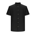 thumbnail image 6 of Men's Stand Collar Button Down Dress Shirts Short Sleeve Loose Summer Business Casual Beach Vacation Tops, 6 of 6
