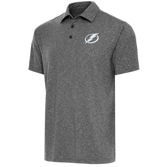 Men's Antigua  Heather Black Tampa Bay Lightning Par Polo