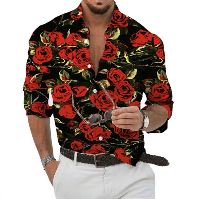 Camisa de moda para hombre, corte entallado, botones, manga larga, informal, para reuniones al aire libre, fiesta, estampado HD, lujo, suave, cómoda, , nueva, S-