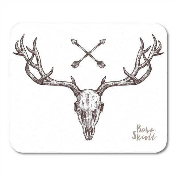 KDAGR Watercolor Bison Sketch of Deer Skull Tribal Arrows Boho Head Cow Emblem Mousepad Mouse Pad Mouse Mat 9x10 inch