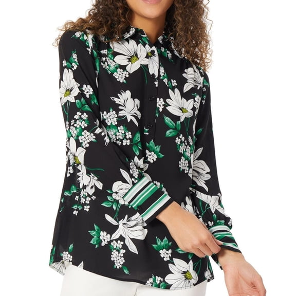 Jones New York Womens Popover Tunic Blouse, Multicoloured, X-Small
