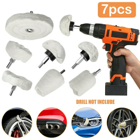7PCS Car Polisher Polishing Buffing Pads Mop Wheel Drill Kit Aluminum Stainless