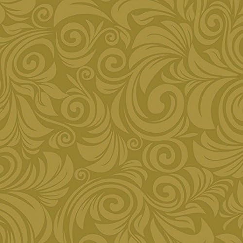 Patrick Lose Autumn Palette Moss Green Swirls 100% Cotton Fabric sold by the yard