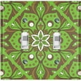 thumbnail image 1 of Metal Light Switch Plate Cover Green Brown Mandala Flower Tile Pattern MDL040, 1 of 13