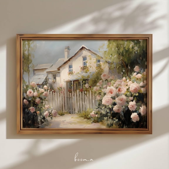 Cottage Core Village Art Print: Country Farmhouse Decor UNFRAMED Poster, Wall Art for Decor, Present, 8x12