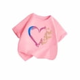 thumbnail image 2 of Eltusu Girls Cotton T-shirts, Short Sleeve Fashion Crewneck Pullover Kids Tops Pink Size 2-13 T, 2 of 4