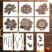 Large Flower Stencils Set, 10 Pieces, 12 x 12 Inch DIY Art Templates for Walls, Wood, Fabric, Garden, Crafts