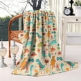 thumbnail image 2 of LightColor Dinosaurs Flowers Pattern Blanket,Comfortable Soft Lamb Wool Throw Blanket,All Season,Warm Lightweight Blankets for Sofa Bed Couch Living Room Chair,40"x50", 2 of 4
