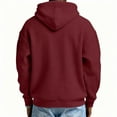 thumbnail image 4 of Huankd Oversized Hoodie Men Waffle Knit Quarter Zip Long Sleeve Casual Drop Shoulder Hooded Pullover Sweatshirt Pocket Wine XL, 4 of 4