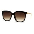 thumbnail image 1 of Womens Inset Horn Rimed Chain Arm Chic Rectangular Sunglasses Tortoise Brown, 1 of 4