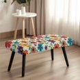 thumbnail image 3 of FKELYI Colorful Flower Print Dining Bench Cover Stretchy Fabric Bench Slipcovers for Living Room Bedroom Washable Dustproof Furniture Protector for Hotel, 3 of 7