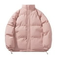 thumbnail image 4 of Timoontee Men's Padded Clothes Fall Winter Warm Jacket Coat Casual Stand Collar Coats Outdoor Hiking Athletic Coat Solid Zipper Quilted Outerwear Coat Pink XL, 4 of 5