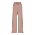 thumbnail image 7 of Lenpel Wide Leg Pants for Women Elastic High Waisted Drawstring Plaid Palazzo Pants Baggy Casual Trousers with Pockets(Pink,Small), 7 of 7