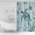 thumbnail image 4 of Small Stall Shower Curtain 36x72 Inch Narrow Half Size Coastal Turtle Bath Curtains Bathroom Decor Beach Nautical Seashells Seaweed Coral Waterproof Fabric Shower Curtain Set with Hooks 36 Inch, 4 of 6