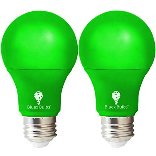 2 Pack BlueX LED A19 Green Light Bulb 9W (60Watt Equivalent) E26