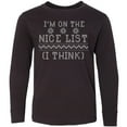 thumbnail image 3 of Inktastic Ugly Sweaters I'm on the Nice List (i Think) Long Sleeve Youth T-Shirt, 3 of 5