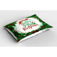 thumbnail image 2 of Ambesonne Christmas Pillow Sham 2 Pack, Berries Frame Words, 26"x20", Green Red and White, 2 of 3