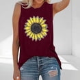 thumbnail image 2 of GNFQXSS Womens V Neck Tank Top Sunflower Print Sleeveless Top Casual Soft Breathable Daily Vacation Top Red S, 2 of 3