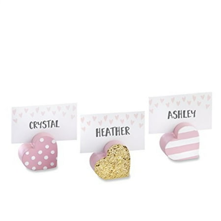 Kate Aspen Set of 6 Heart Place Card Holders, Pink and Gold/Assorted