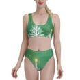 thumbnail image 2 of Picia Christmas Green Women's High Waisted Bikini Scoop Neck Swimsuit Two Pieces Bathing Suit-Small, 2 of 8