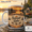 Black, variant on Sunset Lake Mug Printed 3D-Effect Look, Rustic Lake Sunset Gift for Cabin Lovers
