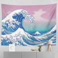 thumbnail image 3 of Tapiz Ukiyo-e, Great Wave Kanagawa, tapiz retro abstracto, para colgar en la pared para dormitorio, sala de estar, dormitorio, 51.2" x 59.1" JAMW Sencillez, 3 of 5