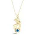 thumbnail image 2 of AFFY Heart Simulated Blue Topaz & Cubic Zirconia Dolphin Pendant Necklace 14K Yellow Gold over Silver, 2 of 5