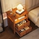 thumbnail image 3 of Led night stand - 2 almacenamiento cajones, stable madera legs, rural style v-shaped design y abiertos almacenamiento estante - rustic madera bedside mesa dormitorio y sala estar (1 piece, brown), 3 of 7