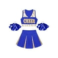 thumbnail image 3 of TSSOE Kids Girls Cheer Leader Costume Halloween Cheerleading Team Rooter Uniform Set Crop Top with Pleated Skirt D#Blue07 10, 3 of 7
