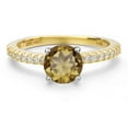 thumbnail image 3 of Gem Stone King 14K Two Tone Gold Whiskey Quartz and Lab Grown Diamond Engagement Ring for Women | 1.41 Cttw | Round 7MM | Gemstone Birthstone | Size 5, 3 of 6