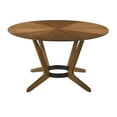 thumbnail image 5 of Santana 5 Piece Round Walnut Wood Dining Table Set with Orange Fabric, 5 of 6