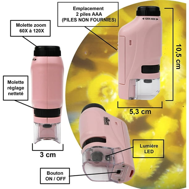 Rose)Microscope de Poche pour Les Enfants et Les Adultes, Gadget