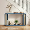 thumbnail image 3 of CATLK 53.54" Rattan Console Table with Open Shelf, Narrow Sofa Table Entryway Table for Hallway, Living Room, Antique Blue, 3 of 9