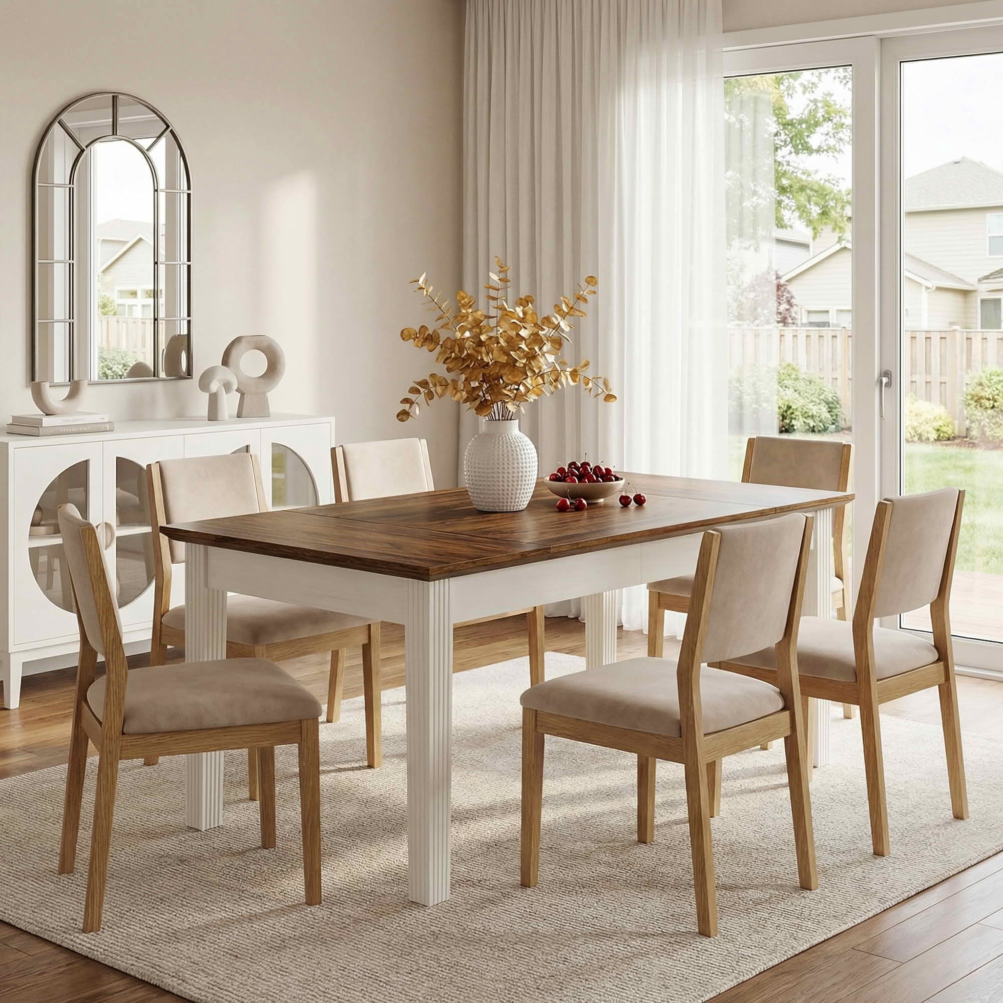 MAYEERTY 63" Wood Grain Dining Table, Easy Assembly Multi-Use Home Office Desk