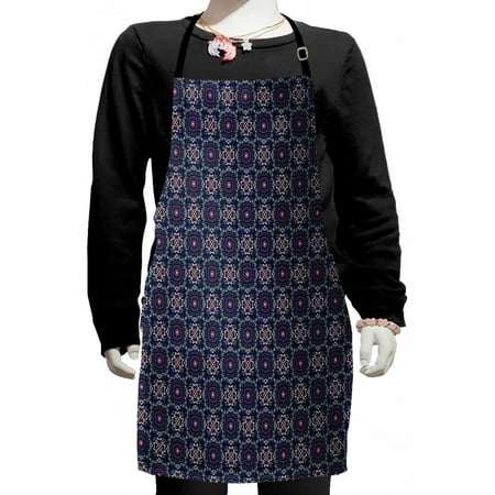 

Boho Kids Apron Folk Mediterranean Style Complex Jumble Motifs Boys Girls Apron Bib with Adjustable Ties for Cooking Baking Painting Indigo Multicolor by Ambesonne